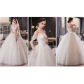 OEM 2017 Elegant Off Shoulder White Princess Tulle Lace Ball Gown Wedding Dress Under 100